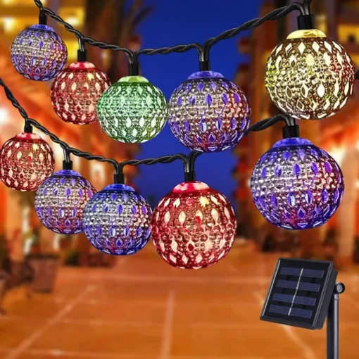 Elegant Wedding Party Reception Solar LED String Lights - Moroccan Ball Outdoor Garden Lights, Waterproof 10M-50LED, 7M-30LED, 5M-20LED Globe Lanterns for Home Decoration