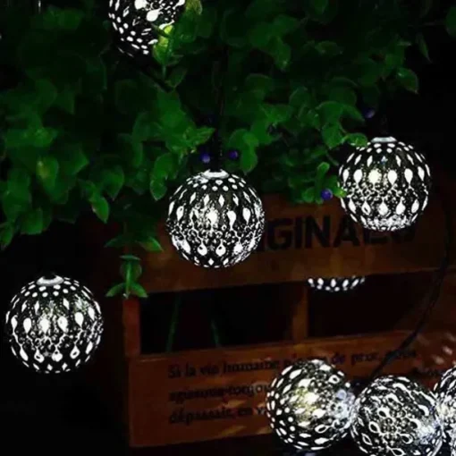 Elegant Wedding Party Reception Solar LED String Lights - Moroccan Ball Outdoor Garden Lights, Waterproof 10M-50LED, 7M-30LED, 5M-20LED Globe Lanterns for Home Decoration