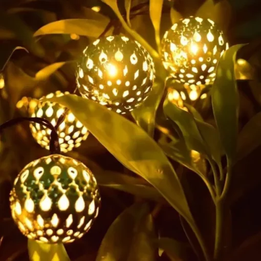 Elegant Wedding Party Reception Solar LED String Lights - Moroccan Ball Outdoor Garden Lights, Waterproof 10M-50LED, 7M-30LED, 5M-20LED Globe Lanterns for Home Decoration
