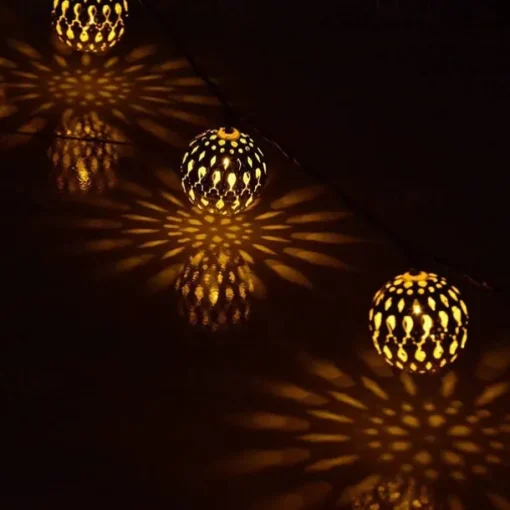 Elegant Wedding Party Reception Solar LED String Lights - Moroccan Ball Outdoor Garden Lights, Waterproof 10M-50LED, 7M-30LED, 5M-20LED Globe Lanterns for Home Decoration