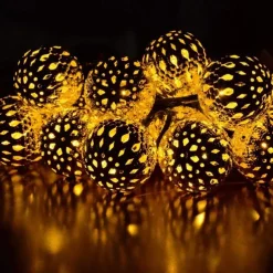 Elegant Wedding Party Reception Solar LED String Lights - Moroccan Ball Outdoor Garden Lights, Waterproof 10M-50LED, 7M-30LED, 5M-20LED Globe Lanterns for Home Decoration