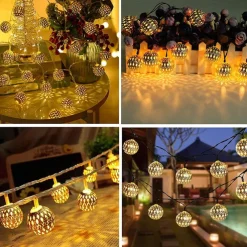 Elegant Wedding Party Reception Solar LED String Lights - Moroccan Ball Outdoor Garden Lights, Waterproof 10M-50LED, 7M-30LED, 5M-20LED Globe Lanterns for Home Decoration