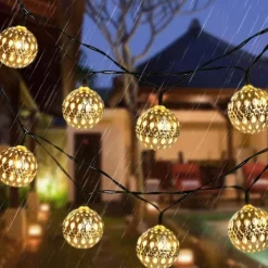 Elegant Wedding Party Reception Solar LED String Lights - Moroccan Ball Outdoor Garden Lights, Waterproof 10M-50LED, 7M-30LED, 5M-20LED Globe Lanterns for Home Decoration
