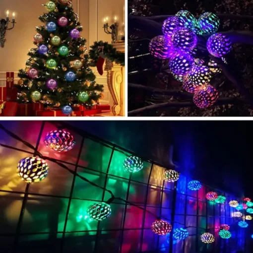 Elegant Wedding Party Reception Solar LED String Lights - Moroccan Ball Outdoor Garden Lights, Waterproof 10M-50LED, 7M-30LED, 5M-20LED Globe Lanterns for Home Decoration