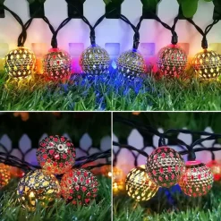 Elegant Wedding Party Reception Solar LED String Lights - Moroccan Ball Outdoor Garden Lights, Waterproof 10M-50LED, 7M-30LED, 5M-20LED Globe Lanterns for Home Decoration