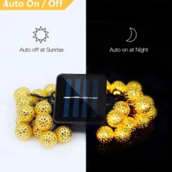 Elegant Wedding Party Reception Solar LED String Lights - Moroccan Ball Outdoor Garden Lights, Waterproof 10M-50LED, 7M-30LED, 5M-20LED Globe Lanterns for Home Decoration