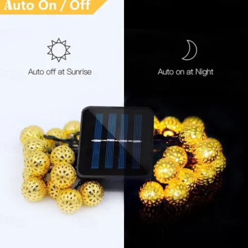Elegant Wedding Party Reception Solar LED String Lights - Moroccan Ball Outdoor Garden Lights, Waterproof 10M-50LED, 7M-30LED, 5M-20LED Globe Lanterns for Home Decoration