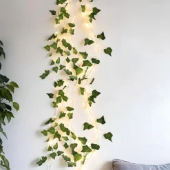 Elegant Wedding Party Reception 2M Artificial Ivy LED String Lights –Green Leaf Decoration for Home, Outdoor Garden, Patio 1/3/6 Pack