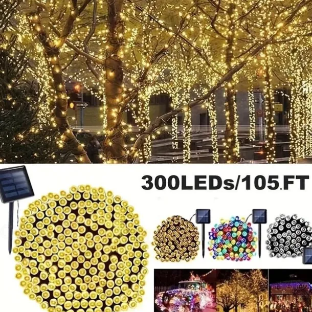 Elegant Wedding Party Reception Solar Outdoor String Lights – 6.5M-30M, 30-300 LEDs, 8 Functions for Home Garden Decor