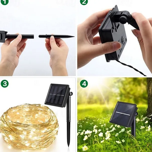 Elegant Wedding Party Reception 20M 200LED Solar String Lights - Waterproof, 8 Modes, Outdoor Fairy Lights for Garden Holiday Decor