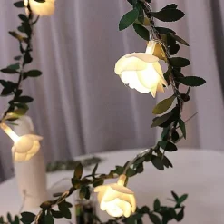 Elegant Wedding Party Reception 6M Artificial Plants LED String Light - Creeper Green Leaf Ivy Vine for Valentine's Day, Home Decor, DIY Hanging Garden Yard Lighting 1 Set