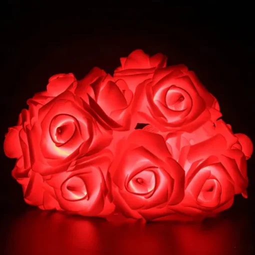 Elegant Wedding Party Reception Rose String Lights – Battery Operated Red/Pink/White 6M/3M/2M 40/20/10 LED Artificial Flower Garland for Valentine's Day