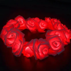 Elegant Wedding Party Reception Rose String Lights – Battery Operated Red/Pink/White 6M/3M/2M 40/20/10 LED Artificial Flower Garland for Valentine's Day