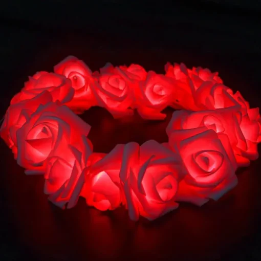 Elegant Wedding Party Reception Rose String Lights – Battery Operated Red/Pink/White 6M/3M/2M 40/20/10 LED Artificial Flower Garland for Valentine's Day