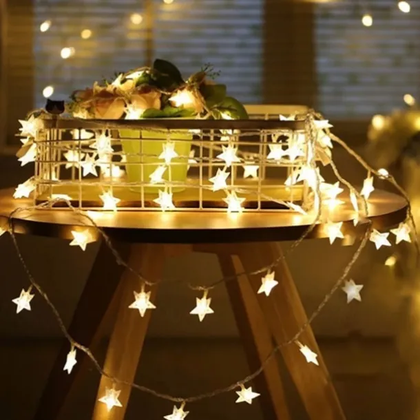 Elegant Wedding Party Reception LED Star String Lights - 1.5M 10LEDs, 3M 20LEDs, USB/Battery Powered Garland for Outdoor Holiday Decor