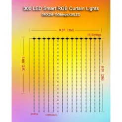 Elegant Wedding Party Reception Bluetooth RGB Phantom Curtain Light – USB Powered 300/450 LED Leather Thread LED String Lights for Party Decor