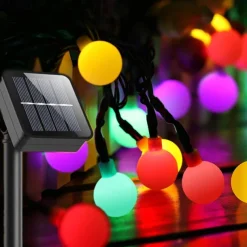 Elegant Wedding Party Reception Solar Outdoor String Lights – 6.5M 30LEDs, Waterproof Matte Bulbs, Warm White & Colorful, 8 Modes for Holiday Decor