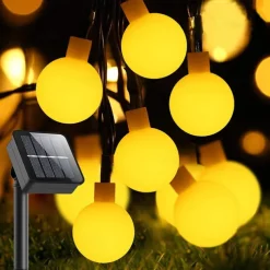 Elegant Wedding Party Reception Solar Outdoor String Lights – 6.5M 30LEDs, Waterproof Matte Bulbs, Warm White & Colorful, 8 Modes for Holiday Decor