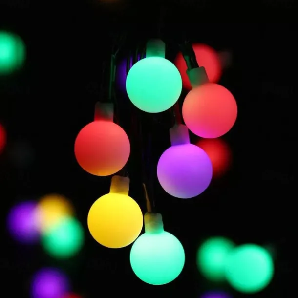 Elegant Wedding Party Reception Solar Outdoor String Lights – 6.5M 30LEDs, Waterproof Matte Bulbs, Warm White & Colorful, 8 Modes for Holiday Decor