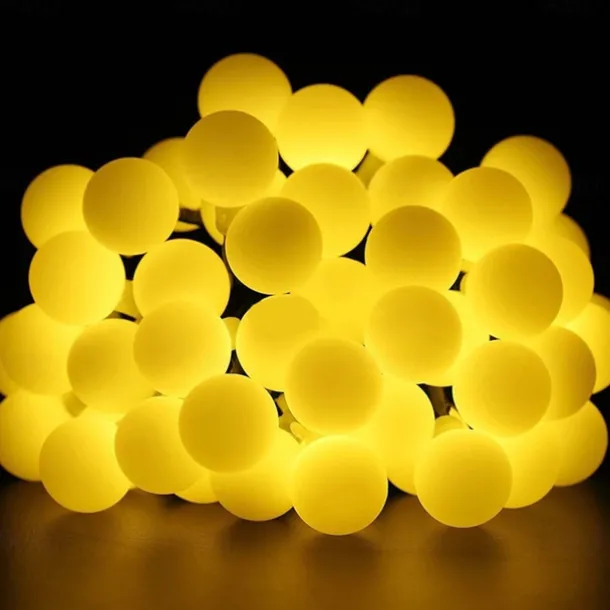 Elegant Wedding Party Reception Solar Outdoor String Lights – 6.5M 30LEDs, Waterproof Matte Bulbs, Warm White & Colorful, 8 Modes for Holiday Decor