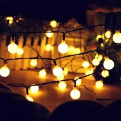 Elegant Wedding Party Reception Solar Outdoor String Lights – 6.5M 30LEDs, Waterproof Matte Bulbs, Warm White & Colorful, 8 Modes for Holiday Decor