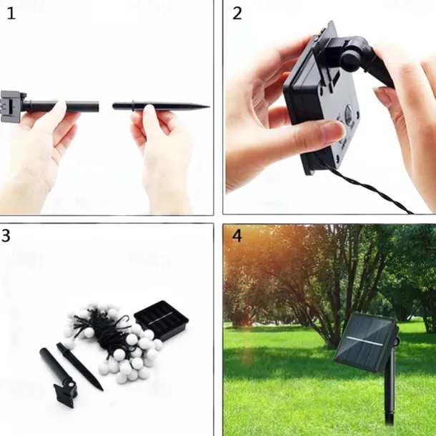 Elegant Wedding Party Reception Solar Outdoor String Lights – 6.5M 30LEDs, Waterproof Matte Bulbs, Warm White & Colorful, 8 Modes for Holiday Decor