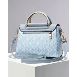 Elegant Women's Beige Crossbody Handbag – Luxury Monogram Design with Heart Pendant & Top Handle