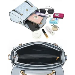 Elegant Women's Beige Crossbody Handbag – Luxury Monogram Design with Heart Pendant & Top Handle