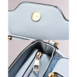 Elegant Women's Beige Crossbody Handbag – Luxury Monogram Design with Heart Pendant & Top Handle