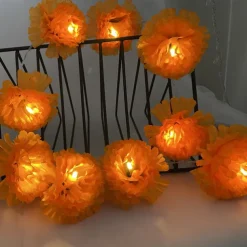 Elegant Wedding Reception Party 10LED Marigold Garland String Lights Battery Operated 1.5M/3M for Day of the Dead Home Decor