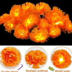 Elegant Wedding Reception Party 10LED Marigold Garland String Lights Battery Operated 1.5M/3M for Day of the Dead Home Decor