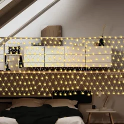 Elegant Wedding Reception Party Solar Net Mesh Lights 3M*2M 200LEDs with Remote Fence String Light IP65 Outdoor Waterproof/8 Modes/Timer/ for Garden/Porch/Wedding