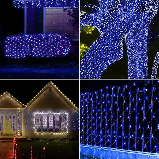 Elegant Wedding Reception Party Solar Net Mesh Lights 3M*2M 200LEDs with Remote Fence String Light IP65 Outdoor Waterproof/8 Modes/Timer/ for Garden/Porch/Wedding