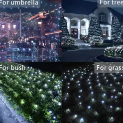 Elegant Wedding Reception Party Solar Net Mesh Lights 3M*2M 200LEDs with Remote Fence String Light IP65 Outdoor Waterproof/8 Modes/Timer/ for Garden/Porch/Wedding
