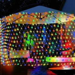 Elegant Wedding Reception Party Solar Net Mesh Lights 3M*2M 200LEDs with Remote Fence String Light IP65 Outdoor Waterproof/8 Modes/Timer/ for Garden/Porch/Wedding
