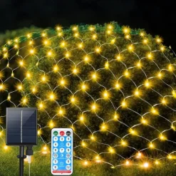 Elegant Wedding Reception Party Solar Net Mesh Lights 3M*2M 200LEDs with Remote Fence String Light IP65 Outdoor Waterproof/8 Modes/Timer/ for Garden/Porch/Wedding