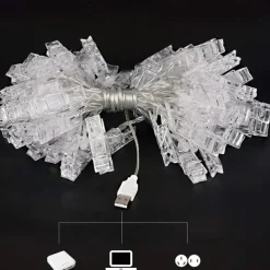 Elegant Wedding Reception Party LED Photo String Lights 4M with 40 Photo Clips 40 LED for Dorm Bedroom Wall Decor Wedding Decorations Battery Powered or USB Fairy Twinkle Lights Hanging Photos Cards