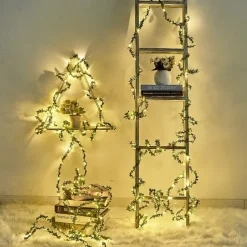 Elegant Wedding Reception Party 5M 50LEDs Green Leaves Garland LED String Lights 2pcs 1pc Battery Operated Fairy Lights for Wedding Christmas Banquet Garden Holiday Indoor Decoration