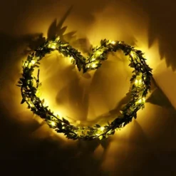 Elegant Wedding Reception Party 5M 50LEDs Green Leaves Garland LED String Lights 2pcs 1pc Battery Operated Fairy Lights for Wedding Christmas Banquet Garden Holiday Indoor Decoration