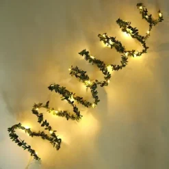 Elegant Wedding Reception Party 5M 50LEDs Green Leaves Garland LED String Lights 2pcs 1pc Battery Operated Fairy Lights for Wedding Christmas Banquet Garden Holiday Indoor Decoration