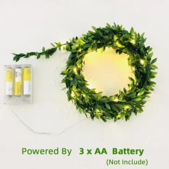 Elegant Wedding Reception Party 5M 50LEDs Green Leaves Garland LED String Lights 2pcs 1pc Battery Operated Fairy Lights for Wedding Christmas Banquet Garden Holiday Indoor Decoration