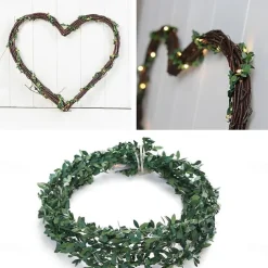 Elegant Wedding Reception Party 5M 50LEDs Green Leaves Garland LED String Lights 2pcs 1pc Battery Operated Fairy Lights for Wedding Christmas Banquet Garden Holiday Indoor Decoration