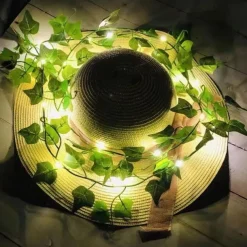 Elegant Wedding Reception Party Artificial Plants LED String Light 2M Creeper Green Leaf Home Wedding Outdoor Ivy Vine Decoration Lamp DIY Hanging Garden Patio Yard (without Battery)