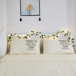 Elegant Wedding Reception Party Artificial Plants LED String Light 2M Creeper Green Leaf Home Wedding Outdoor Ivy Vine Decoration Lamp DIY Hanging Garden Patio Yard (without Battery)