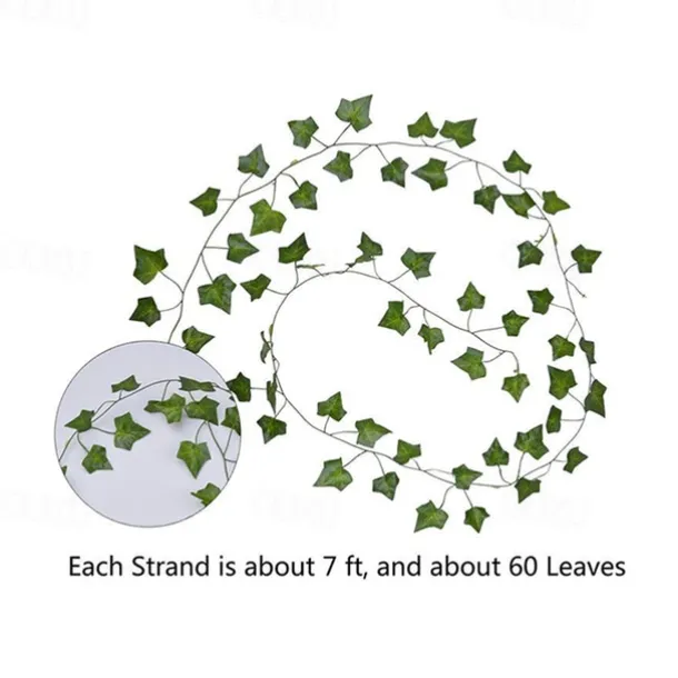 Elegant Wedding Reception Party Artificial Plants LED String Light 2M Creeper Green Leaf Home Wedding Outdoor Ivy Vine Decoration Lamp DIY Hanging Garden Patio Yard (without Battery)