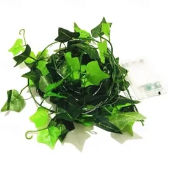 Elegant Wedding Reception Party Artificial Plants LED String Light 2M Creeper Green Leaf Home Wedding Outdoor Ivy Vine Decoration Lamp DIY Hanging Garden Patio Yard (without Battery)