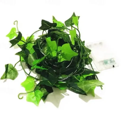 Elegant Wedding Reception Party Artificial Plants LED String Light 2M Creeper Green Leaf Home Wedding Outdoor Ivy Vine Decoration Lamp DIY Hanging Garden Patio Yard (without Battery)