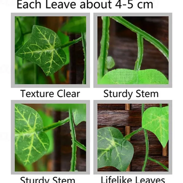 Elegant Wedding Reception Party Artificial Plants LED String Light 2M Creeper Green Leaf Home Wedding Outdoor Ivy Vine Decoration Lamp DIY Hanging Garden Patio Yard (without Battery)
