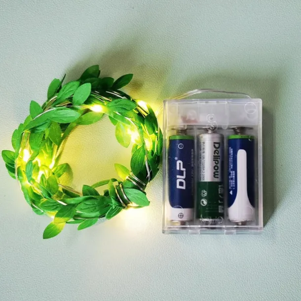 Elegant Wedding Reception Party Artificial Plants LED String Light 2M Creeper Green Leaf Home Wedding Outdoor Ivy Vine Decoration Lamp DIY Hanging Garden Patio Yard (without Battery)