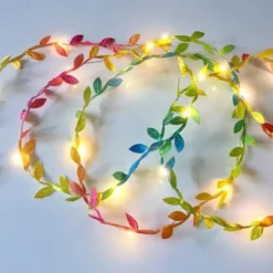 Elegant Wedding Reception Party Artificial Plants LED String Light 2M Creeper Green Leaf Home Wedding Outdoor Ivy Vine Decoration Lamp DIY Hanging Garden Patio Yard (without Battery)